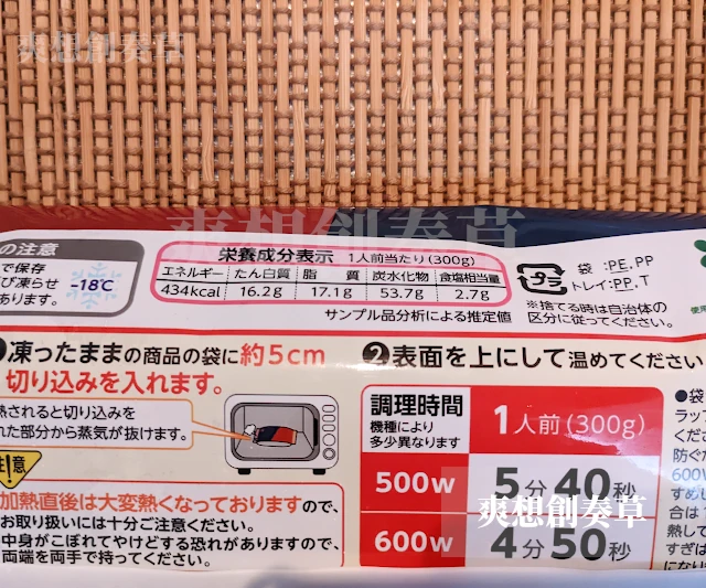 ニチレイのナポリタン+デミハンバーグのカロリー表示の拡大